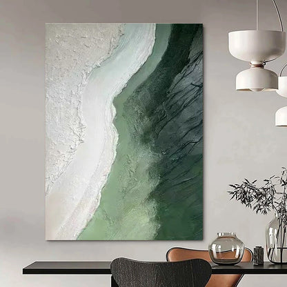 Green - White Abstract Landscape Art for Eco - Friendly Hotel & Art - Loving Retreat DLZ1835