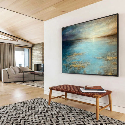 Bright Sea View Oil Painting for Coastal Home Master Bedroom Walls DLZ3155