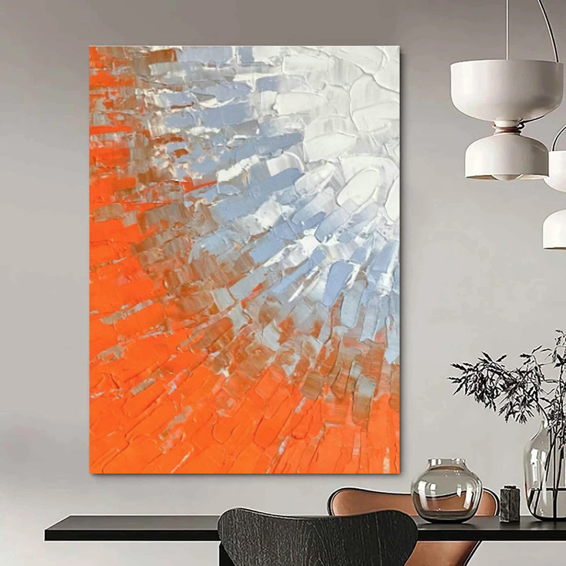 Orange and Blue Textured Art for Rooftop Terrace & Fitness Studio DLZ0613