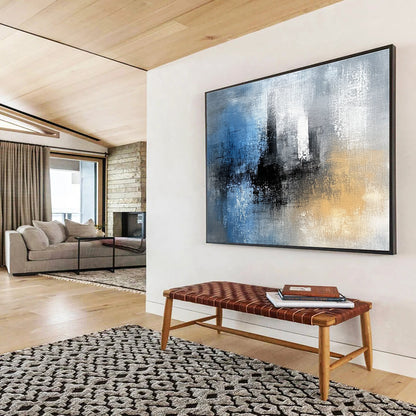Blue - Gray Abstract Cityscape Art for Urban Loft & Minimalist Café SC032