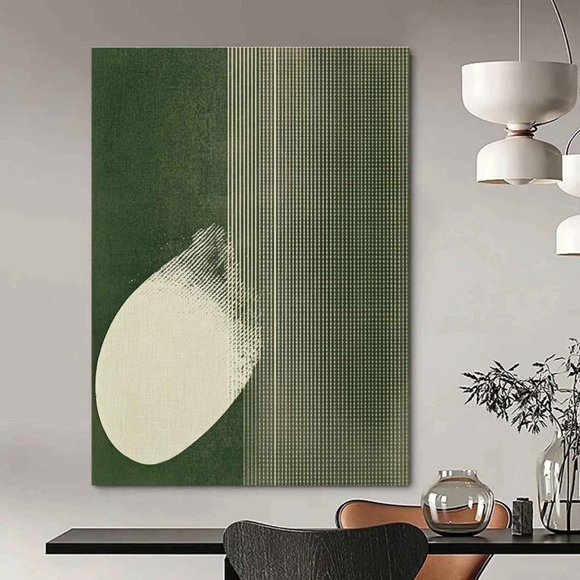 Abstract Green and White Art for Minimalist Home Office & Modern Art Studio STSC1037