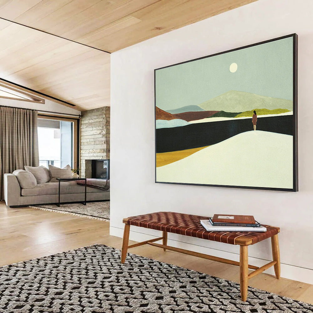Moonlit Figure Landscape Art for Serene Bedroom Retreats DLZ3123