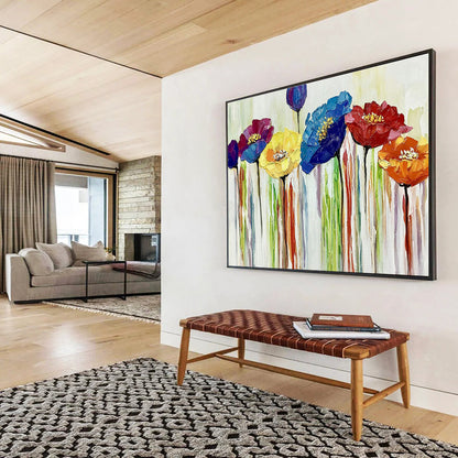Colorful Flower Oil Painting for Bohemian - Style Café Breakfast Nooks DLZ3167