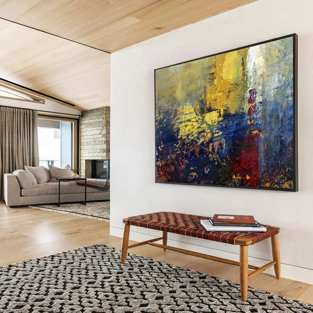 Bold Yellow - Blue - Red Abstract Art for Dynamic Startup Workspaces DLZ3106