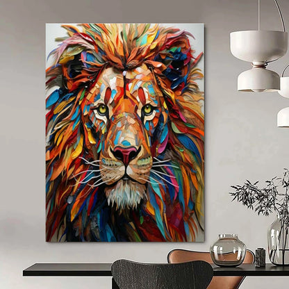 Colorful Lion Head Art for Safari - Themed Living Room & Wildlife Conservation Office DLZ1550