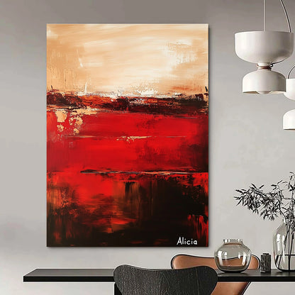 Red - Brown Abstract Art for Dining Room & Fireplace Area STSC690