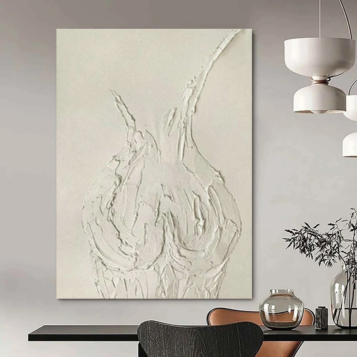 White Relief Human Form Art for Modern Art Gallery & Creative Studio Loft DLZ0997