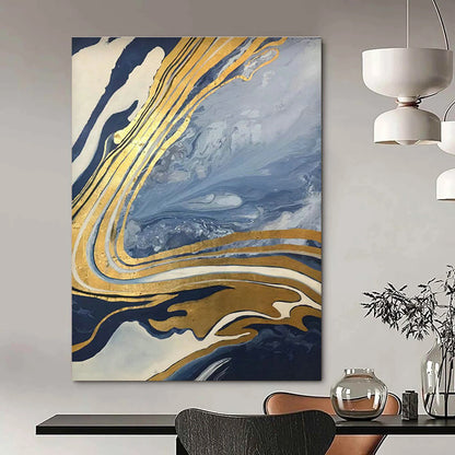 Blue - Gold Marble Abstract for Luxury Yacht Interior & High - End City Penthouse DLZ0877