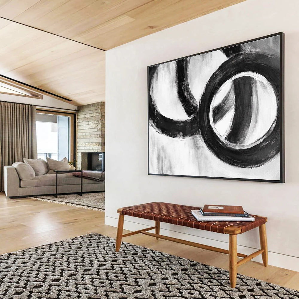 Black Circular Forms Art for Bohemian - Style Café & Art Studio SC013