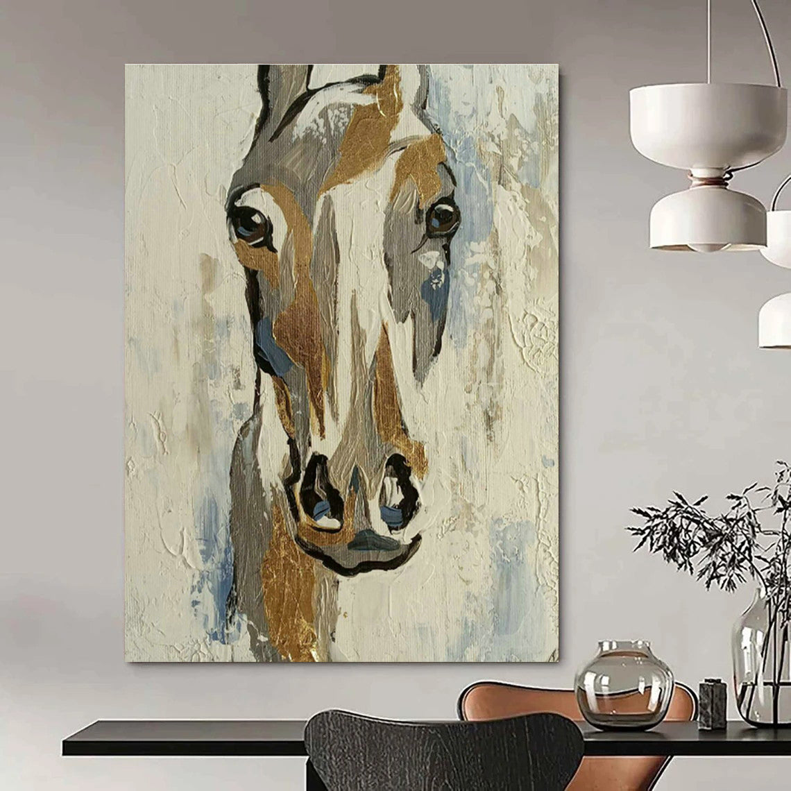 Horse Head Painting for Equestrian Home Library & Art - Loving Living Room DLZ2103