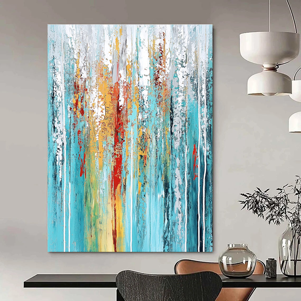 Colorful Dripping Abstract for Creative Art Studio & Eclectic Home Living Room STSC374