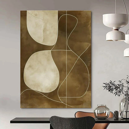 Brown - White Geometric Abstract Art for Minimalist Home Office & Art Gallery Lounge DLZ1838