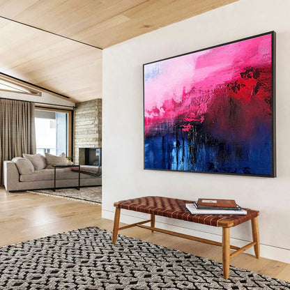 Pink - Blue - Red Abstract Art for Art Deco - Inspired Living Rooms DLZ2652