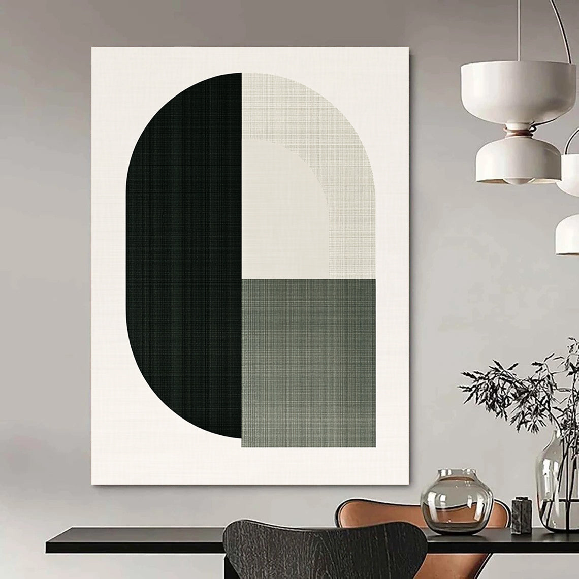 Black and Beige Geometric Form for Industrial - Style Loft & Modern Art Space STSC1179