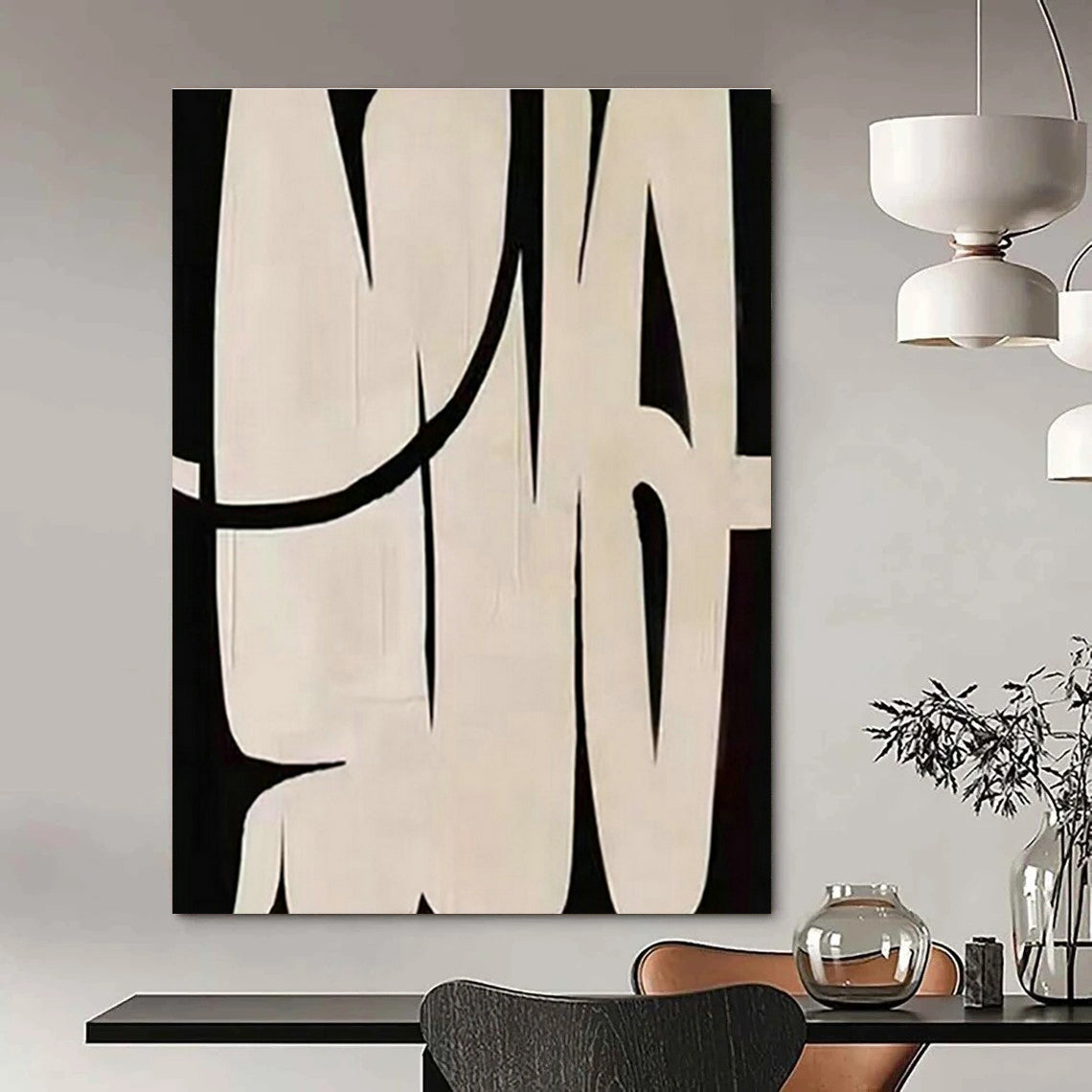 Black - White Bold Forms Art for Industrial Loft & Contemporary Gallery DLZ2023
