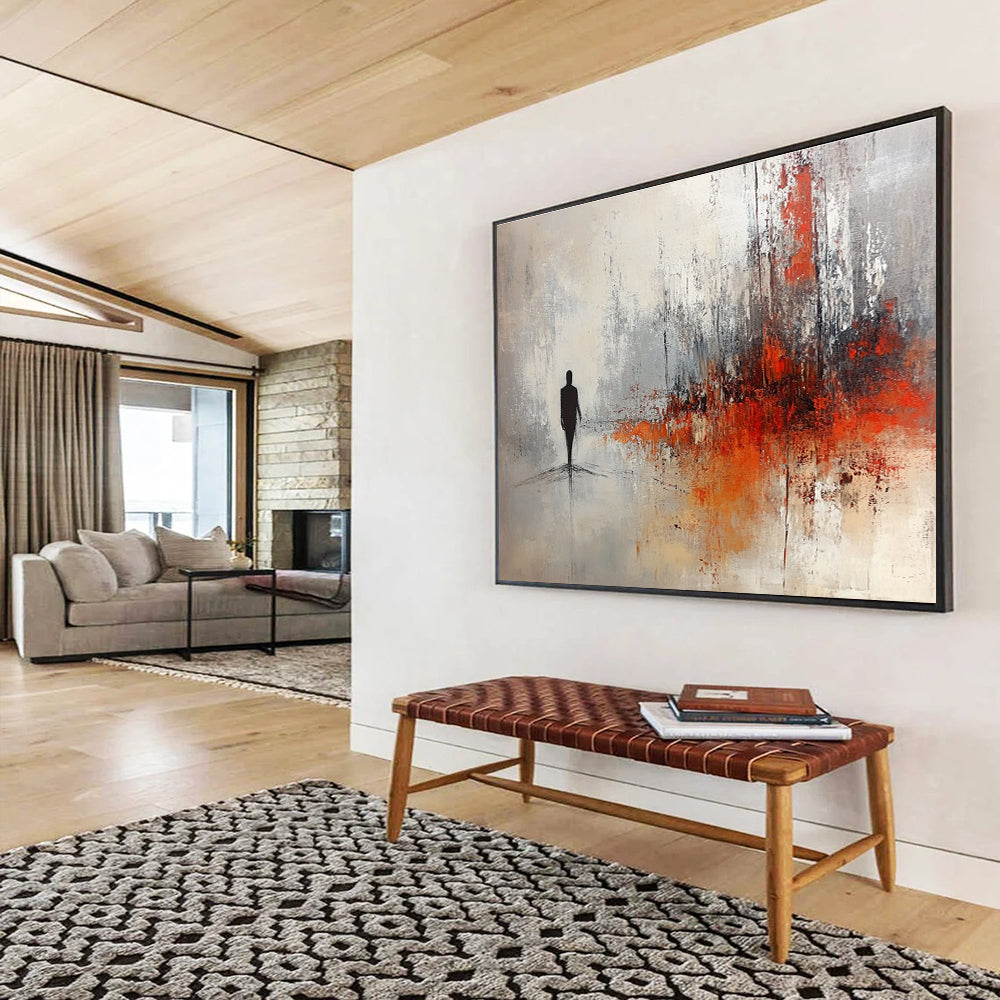 Silhouette in Abstract Landscape Art for Philosophical Library & Contemplative Space SC258