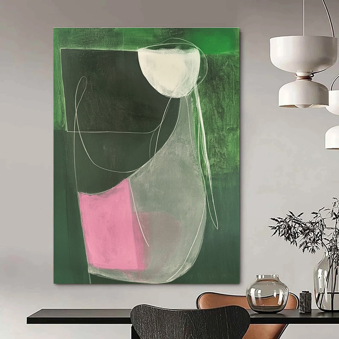 Abstract Green and Pink Forms for Modern Art Café & Creative Studio STSC1297
