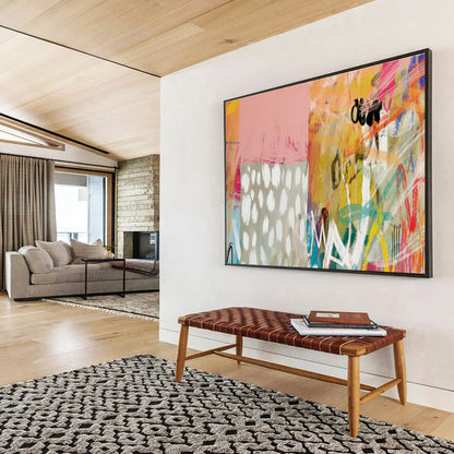Pink - Orange Abstract Art for Bohemian - Style Retail Store Interiors DLZ2582