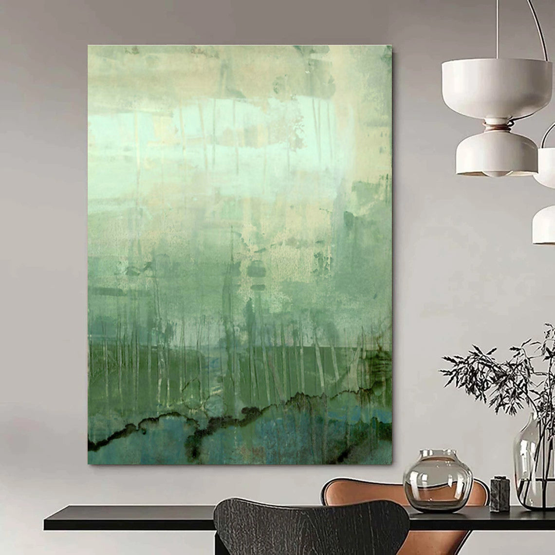 Green - Toned Misty Art for Nature - Inspired Library & Eco - Conscious Café DLZ0959