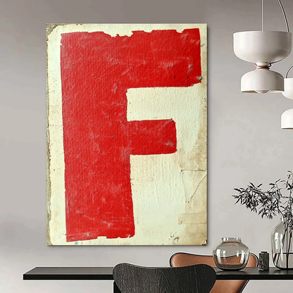 Red “F” on White Art for Retro - Style Bookstore & Industrial - Chic Home Study STSC1415
