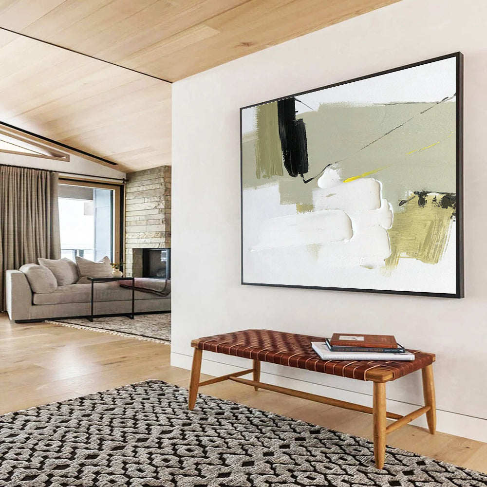 Green - Yellow - White - Black Abstract Art for Dining Room Vibrant Gatherings DLZ2698