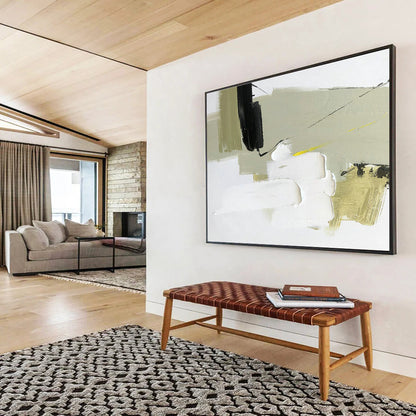 Green - Yellow - White - Black Abstract Art for Dining Room Vibrant Gatherings DLZ2698