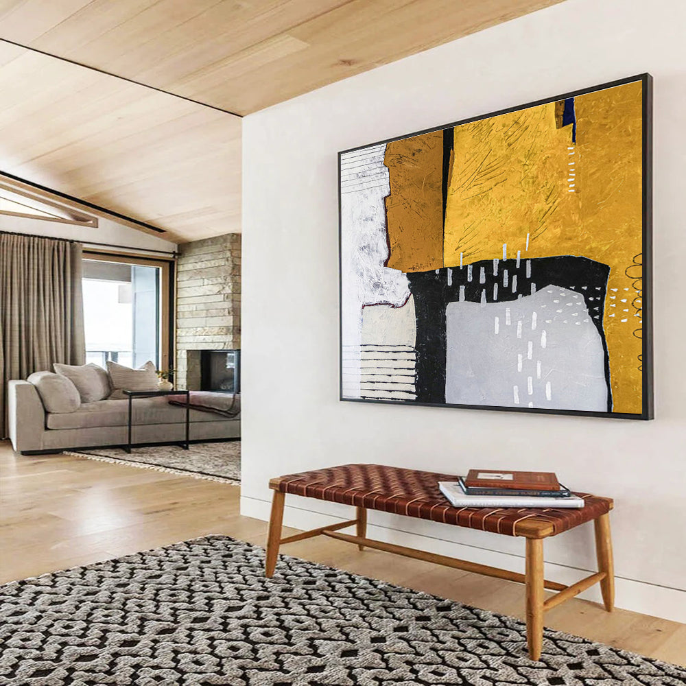 Yellow - Black Geometric Abstract Art for Industrial - Chic Retail Store DLZ2958