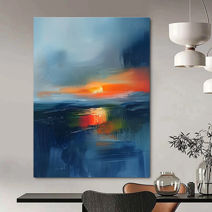 Vibrant Abstract Sunset Over Water Art for Lakeside Cottage & Creative Studio Workspace STSC149