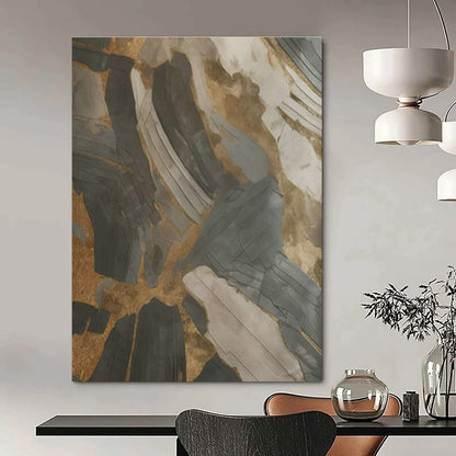 Gold - Gray Abstract Art for Industrial - Style Café & Creative Studio DLZ1734