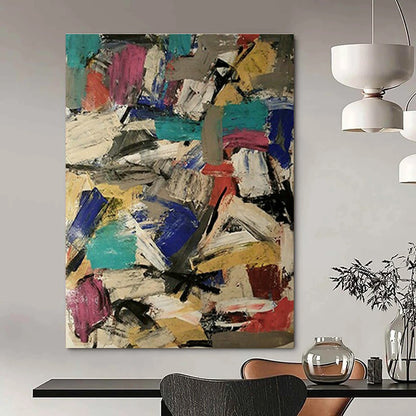 Colorful Block Abstract Art for Artistic Community Center & Bohemian Home Gallery Wall DLZ1604