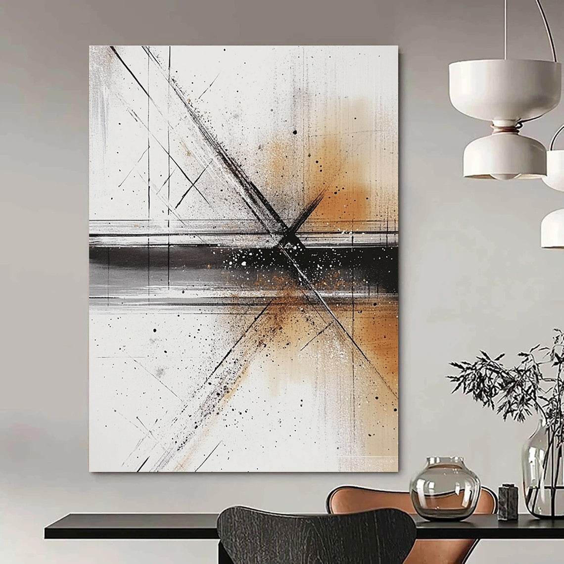 Black, White, and Brown Abstract for Industrial Loft & Art Gallery Corridor STSC321