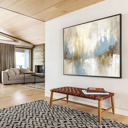 Beige Blue Abstract Art for Modern Living Room & Corporate Office Lounge SC097