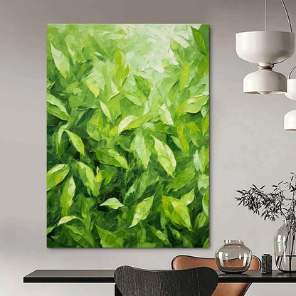 Green Leaves Oil Art for Living Room & Entryway DLZ0306