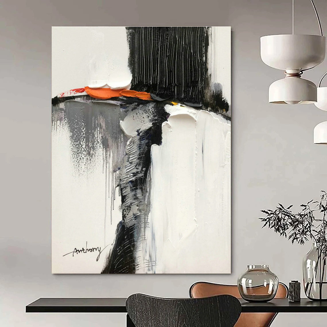 Black - White Abstract Art for Industrial Loft & Contemporary Gallery DLZ0801