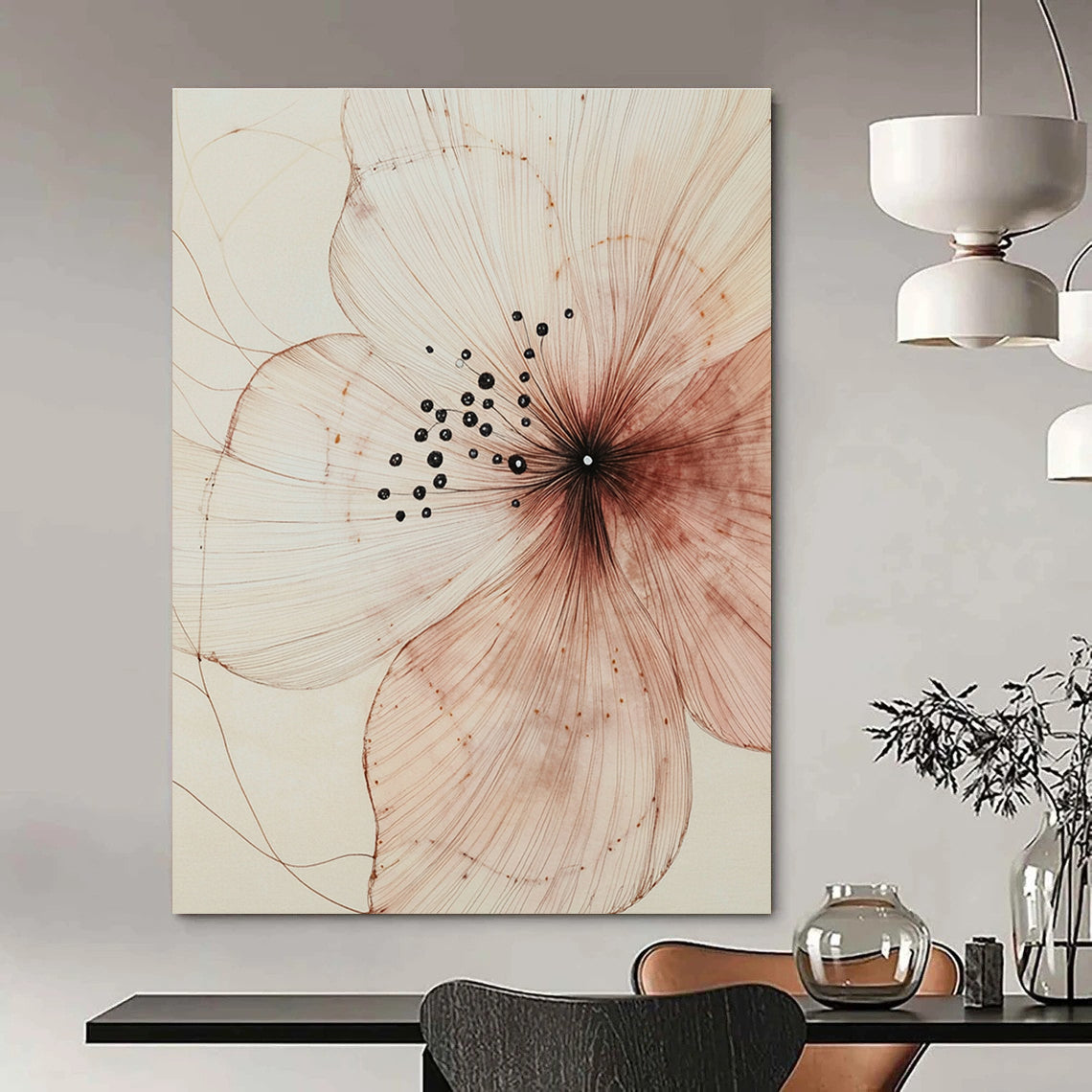 Delicate Flower Drawing for Botanical Illustration Studio & Minimalist Home Bedroom STSC948