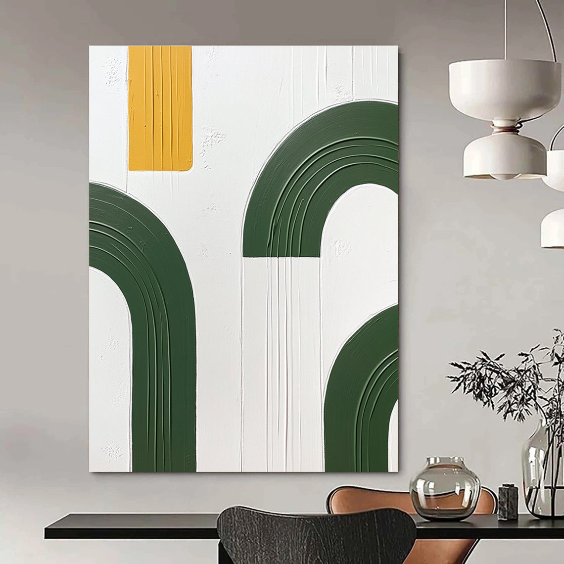 Green Arches and Yellow Strip Art for Modern Office & Architectural Studio STSC1092