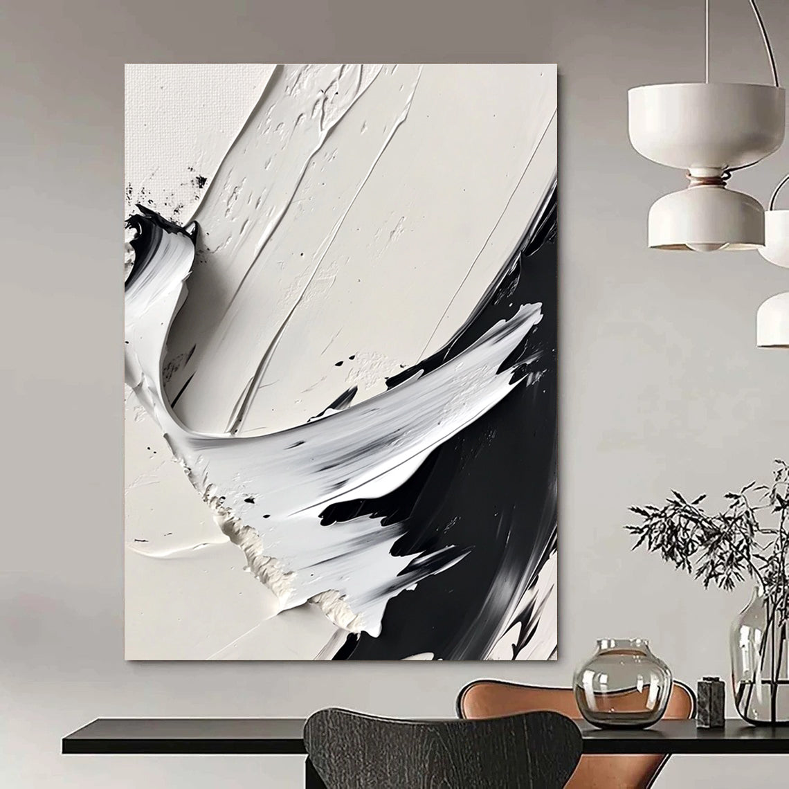 Black and White Textured Abstract for Modern Art Gallery & Industrial - Chic Loft STSC507