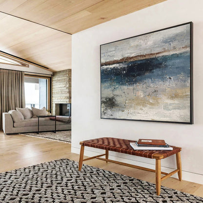 Gray - Blue Abstract Seaside Art for Modern Coastal Condo Living Rooms DLZ2672