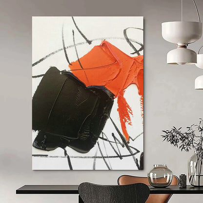 Orange - Black Abstract Art for Trendy Nightclub & Urban Art Studio DLZ1668