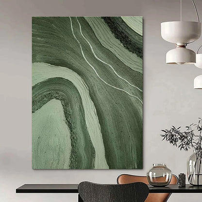 Green Wavy Abstract Art for Nature - Inspired Spa & Bohemian Home DLZ2184
