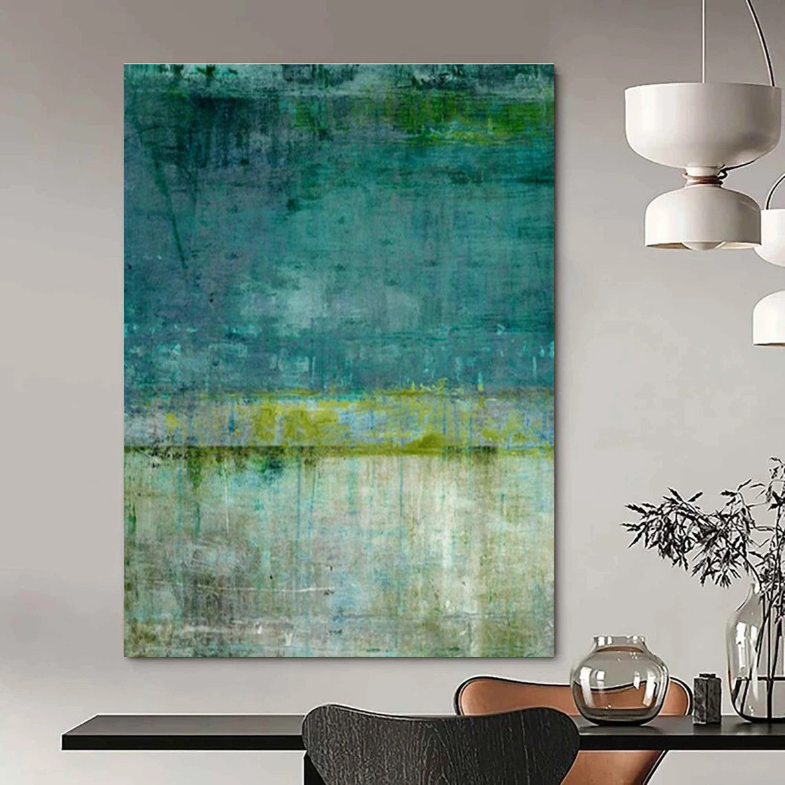 Blue - Green Texture Art for Beach House Bathroom Retreats DLZ0278