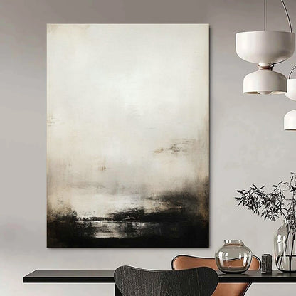 Monochrome Misty Abstract Art for Contemporary Library & Serene Meditation Space DLZ2198