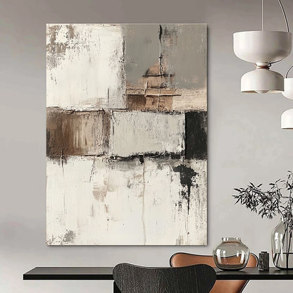 Neutral Tones Abstract Patchwork for Scandinavian - Style Bedroom & Modern Home Library STSC424