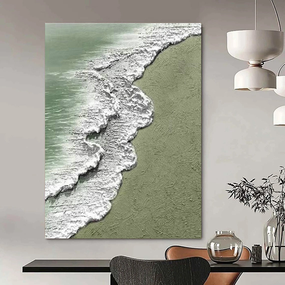 Textured Beach Wave Art for Beach House Living Room & Coastal Café DLZ1484