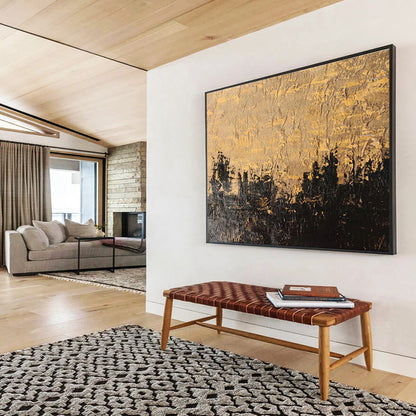 Black - Gold Textured Abstract Art for Stylish Studies DLZ2404