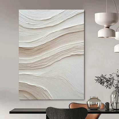 White Wavy Textured Art for Minimalist Home Bedroom & Calming Wellness Spa DLZ1599