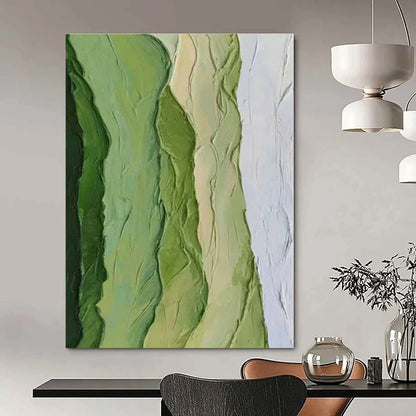 Layered Green Abstract Art for Botanical Garden Café & Contemporary Bedroom DLZ1479
