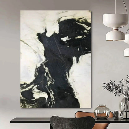 Black - White Flowing Abstract Art for Industrial Loft & Art Gallery Side Space DLZ1053