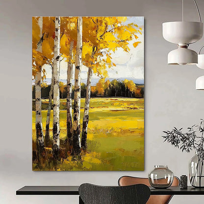 Yellow Birch Trees for Autumn - Themed Home Living Room & Nature - Loving Art Gallery STSC1015