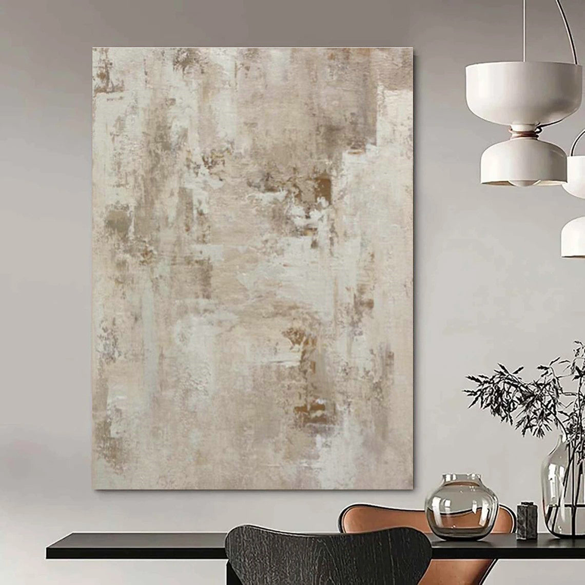 Beige - Gray Textured Abstract Art for Cozy Living Room Corners DLZ0245